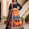 Black Blouse with Digital Printed Scenic Lehenga Choli