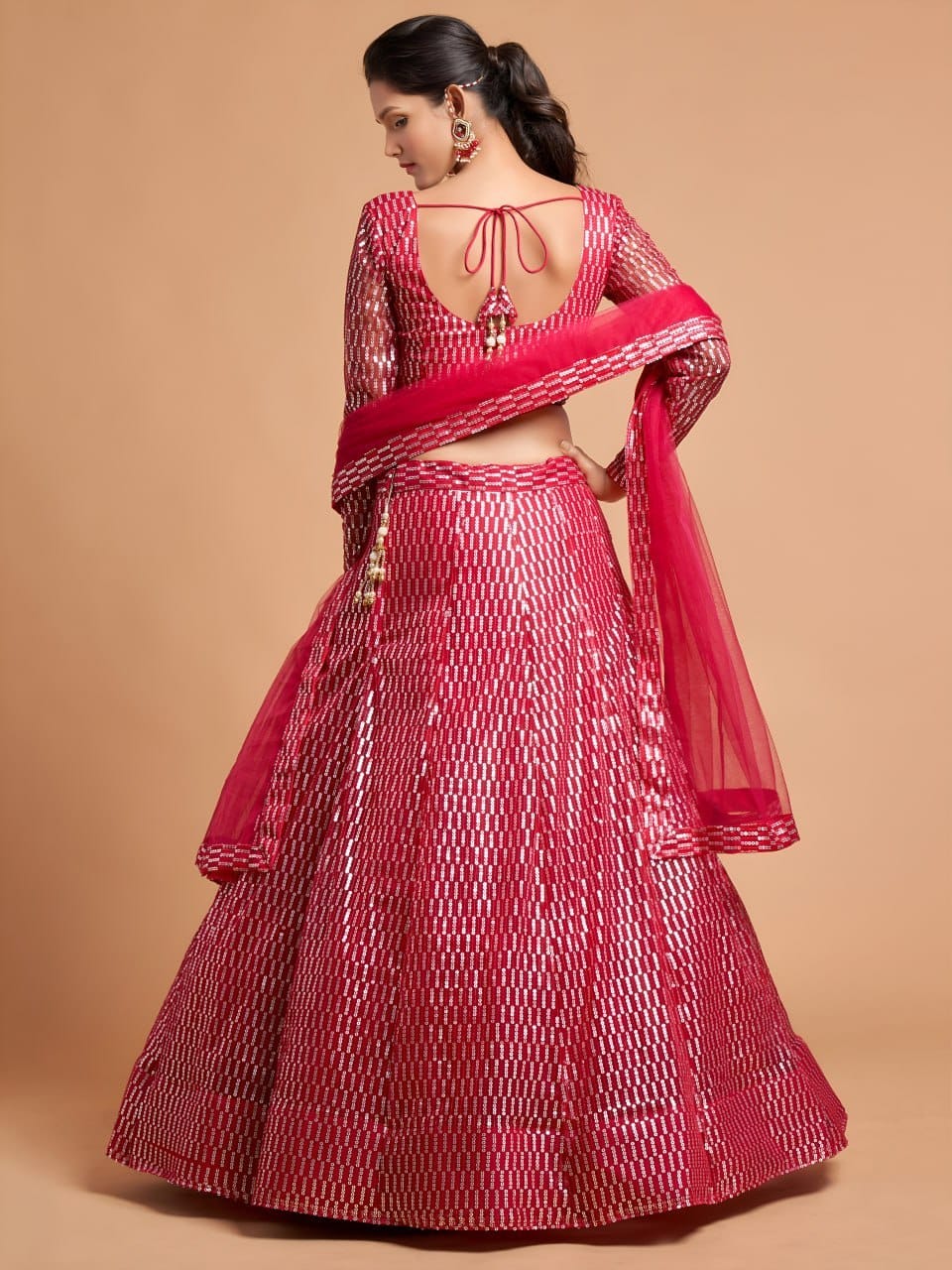 Vibrant Hot Pink Sequins Lehenga Choli 01-2